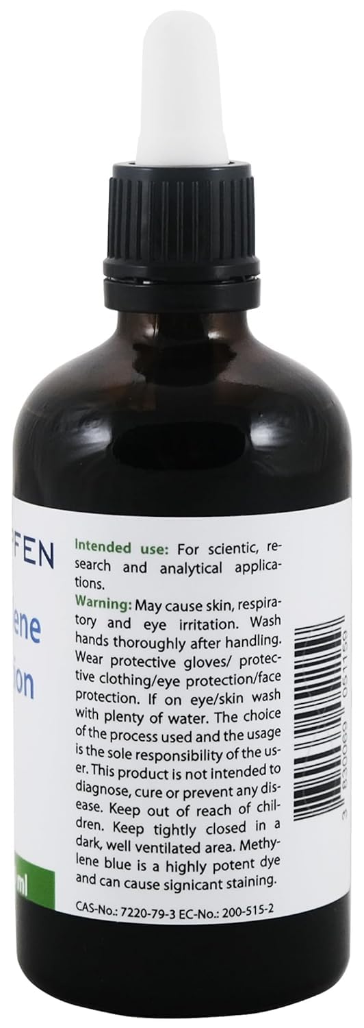 2x Methylene Blue 1% solution | 2x 3.4 Fl Oz - 2x 100 ml | Ultra High Purity | USP Pharma Grade Ingredients - Third-Party Tested | Formaldehyde free | Set of two | Glass Bottle | Heiltropfen®