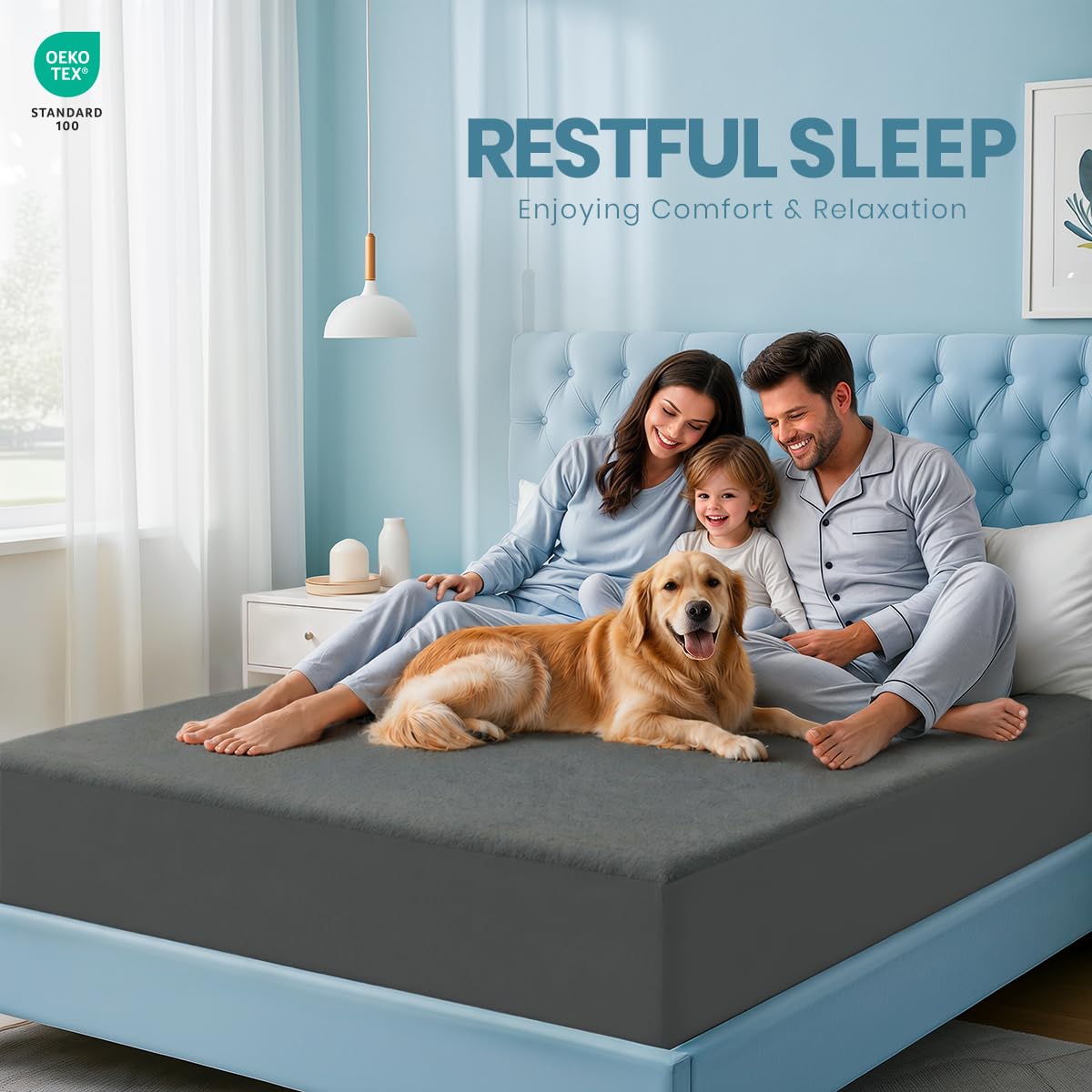 Utopia Bedding Waterproof Mattress Protector King Size, Premium Terry Mattress Cover 200 GSM, Breathable, Fitted Style with Stretchable Pockets (Grey)
