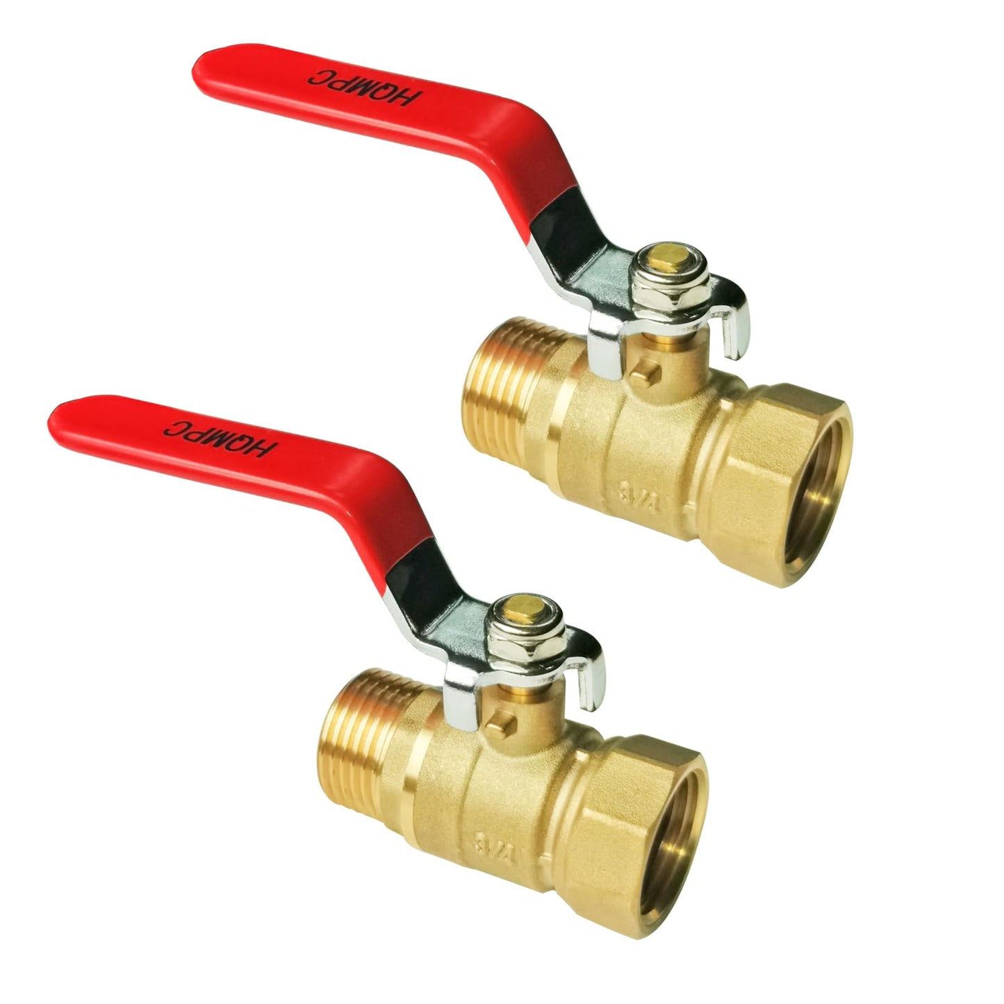 HQMPC Garden Brass Shut Off Valve Ball Valves 3/4" GHT Hose Shut Off Valve Hose Valves Big Fllow 2Pcs Long Handle