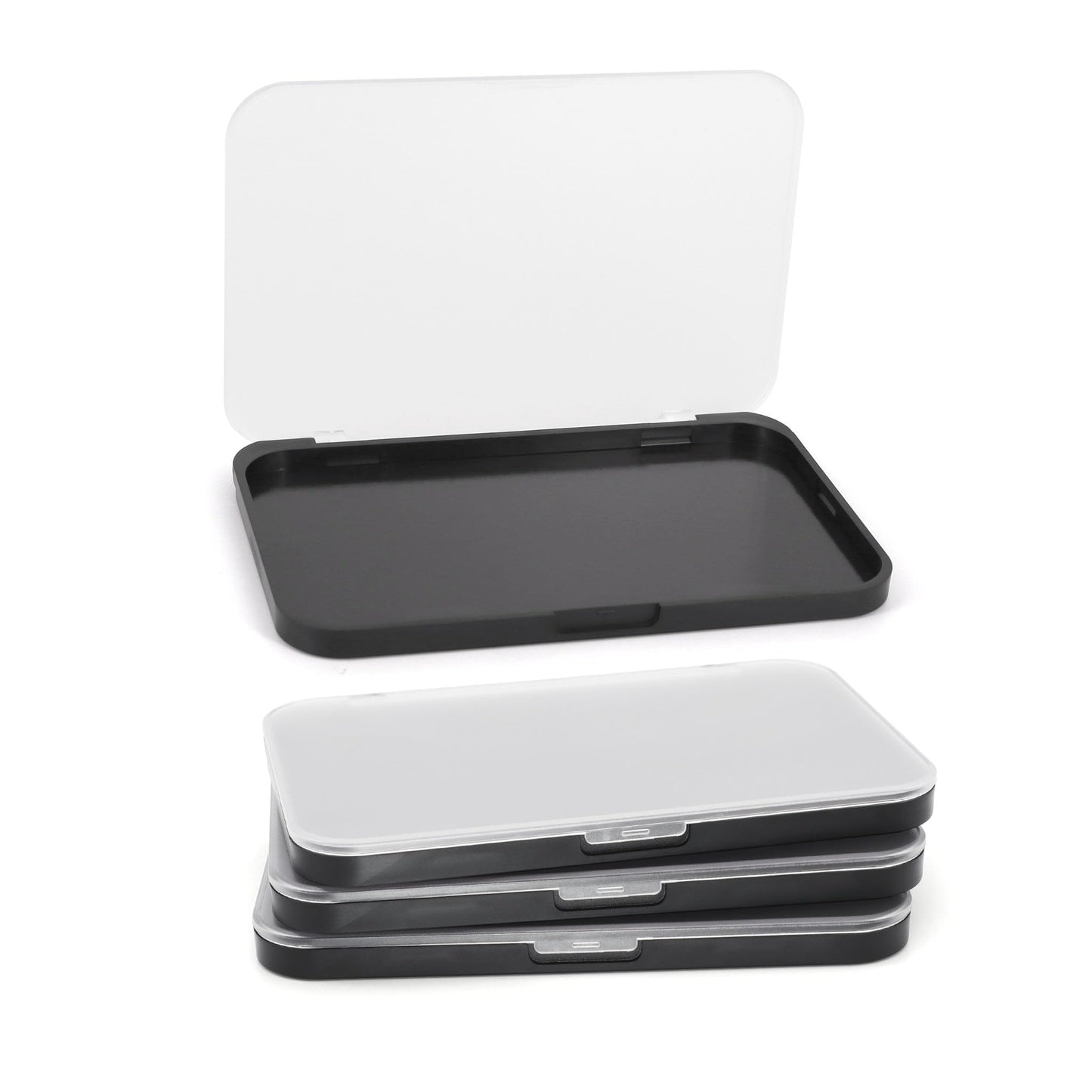 AJLTPA Magnetic Makeup Palette with Frosted Clear Top, 3Pack Empty Eyeshadow Dispensing Storage Box with 60Pcs Adhesive Metal Stickers for DIY Cosmetics Blush Powder-6.69"X4.41"Palette