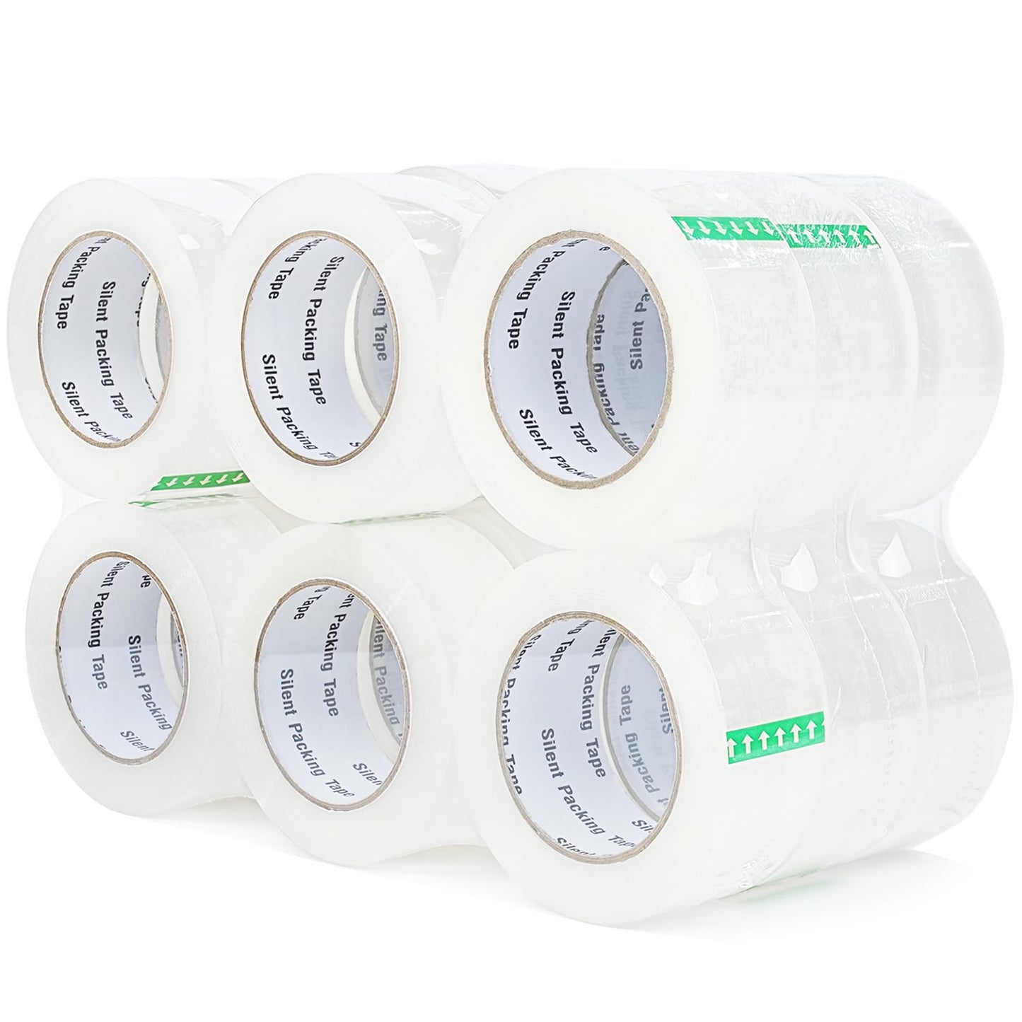 COSIMIXO 18rolls,No Noise Silent Packing Tape 2.4mil x 1.88" x 110 Yards,Industrial Heavy Duty Noiseless Packaging Tape for Quiet Packing Shipping Moving and Storage