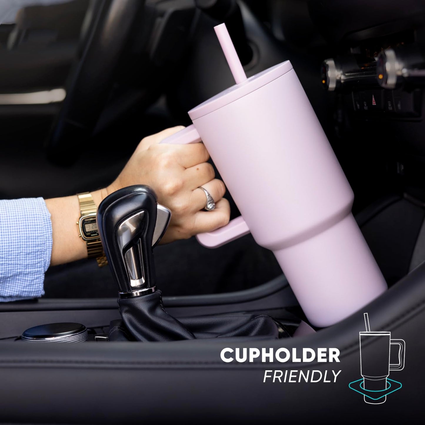 Simple Modern 40 oz Trek Tumbler with Handle and Straw | Insulated Stainless Steel Water Bottle Iced Coffee Cup Travel Mug | 40 oz | Lavender Mist