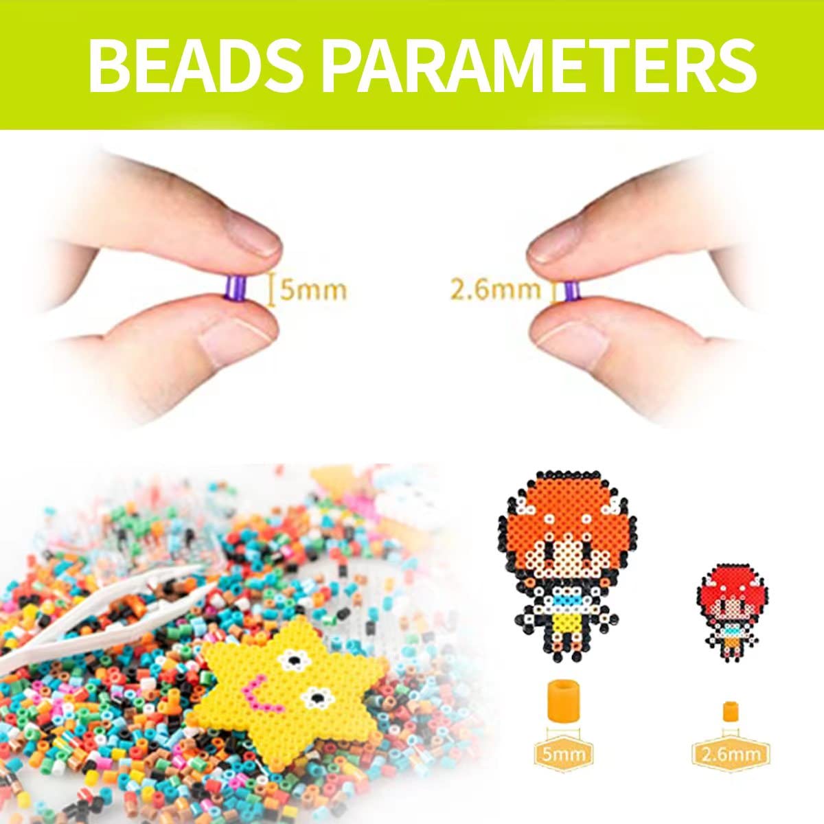 Tcthbc Fuse Beads 10,000pcs Melty Beads in 48 Colors, 5mm Iron Beads Compatible Perler and Hama Beads 2 Boxes