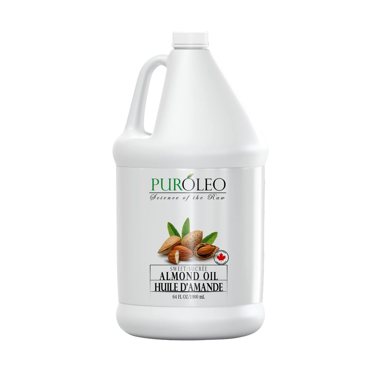 PUROLEO Sweet Almond Oil 64 Fl Oz/1900 ML (Packed In Canada) Pure Almond Oil for Skin, Hair, & Body | Organic Carrier Oil & Body Oils For Women | Almond Butter Hair Oil, Body Oil, Baby Oil, Massage Oil huiles essentielles Amande Douce Huile Massage