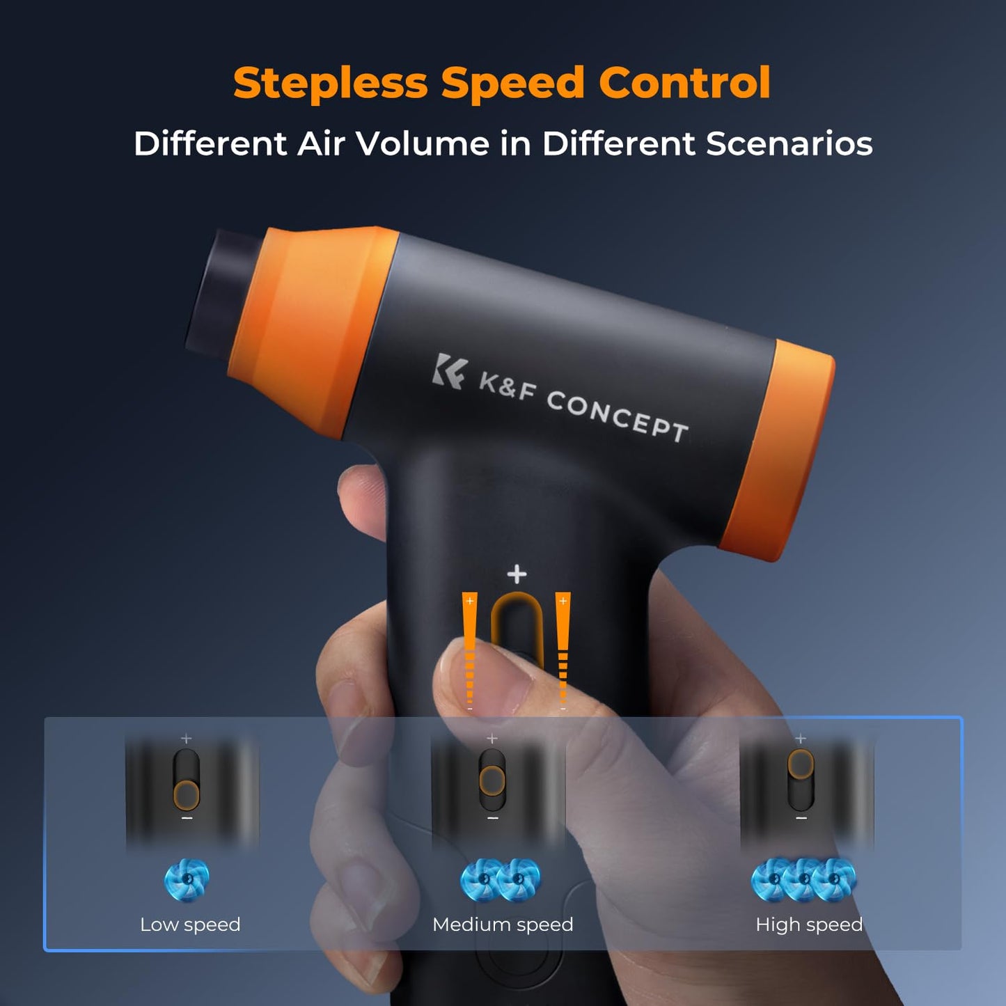 K&F CONCEPT 2-in-1 Compressed Air Duster with LED Light, 150000RPM Air Blower with Vacuum Cleaner, Speed Adjustable Rechargeable Compressed Air for PC Laptop Computers Keyboard Car Outdoors