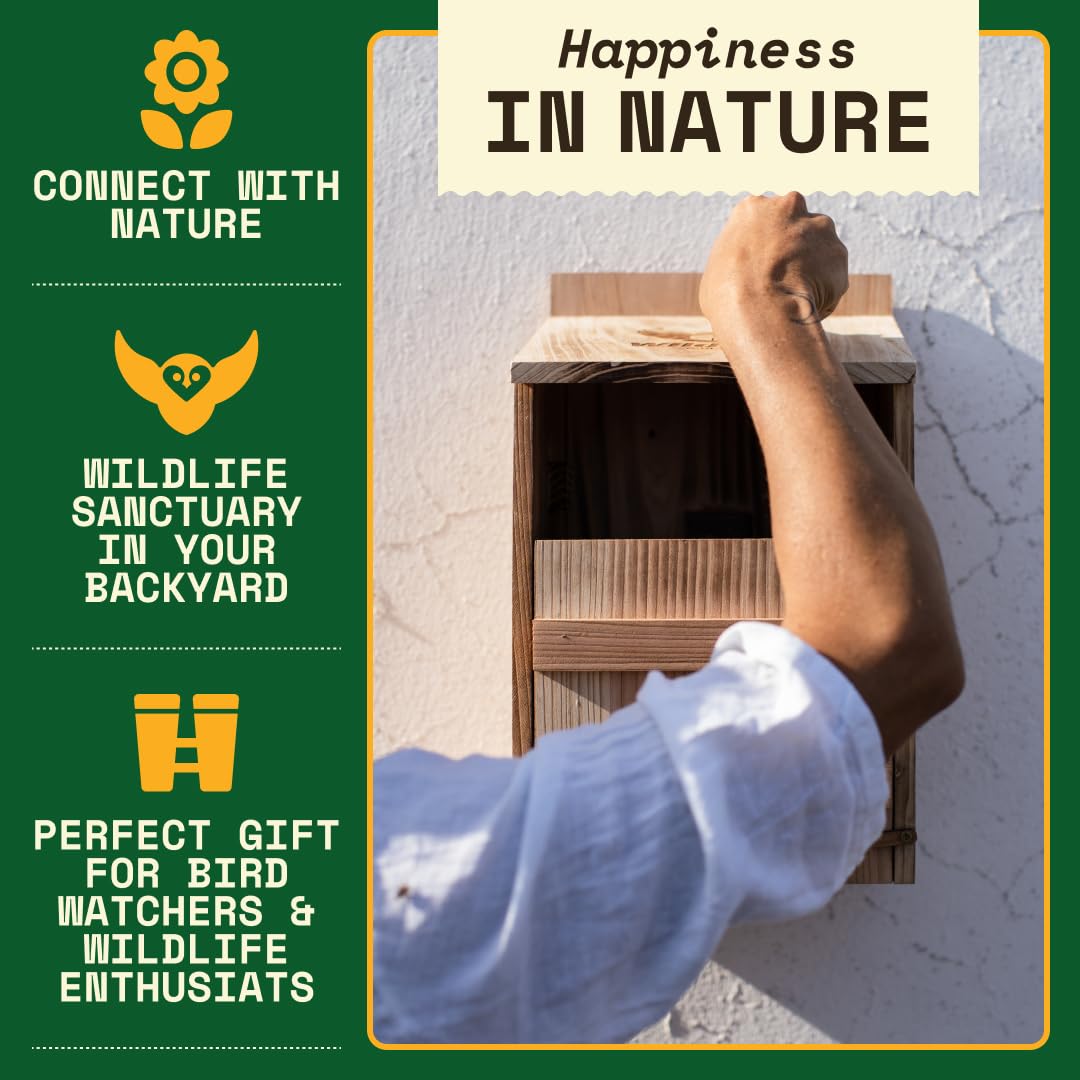 WildYard Owl Nesting Box - Cedar Wood - Preassembled Barn Owl Nesting Box with Screws - Durable Cedar Construction Birdhouses Outdoors - Large Front Door Easy Cleaning Wooden Birdhouse