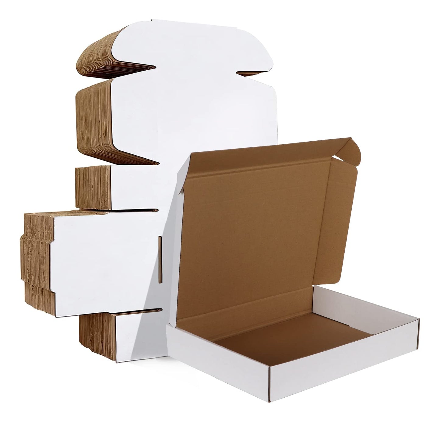 HORLIMER 12x9x2 inches Small Shipping Boxes Set of 25, White Corrugated Cardboard Box Literature Mailer