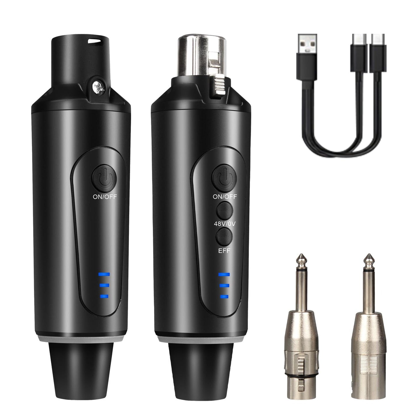Depusheng S5 Wireless Microphone System Wireless Guitar Transmitter Receiver with XLR Plug-on Dynamic and 48V Condenser Microphones, Sound Mixer, 48V Phantom Power and Reverb Switch