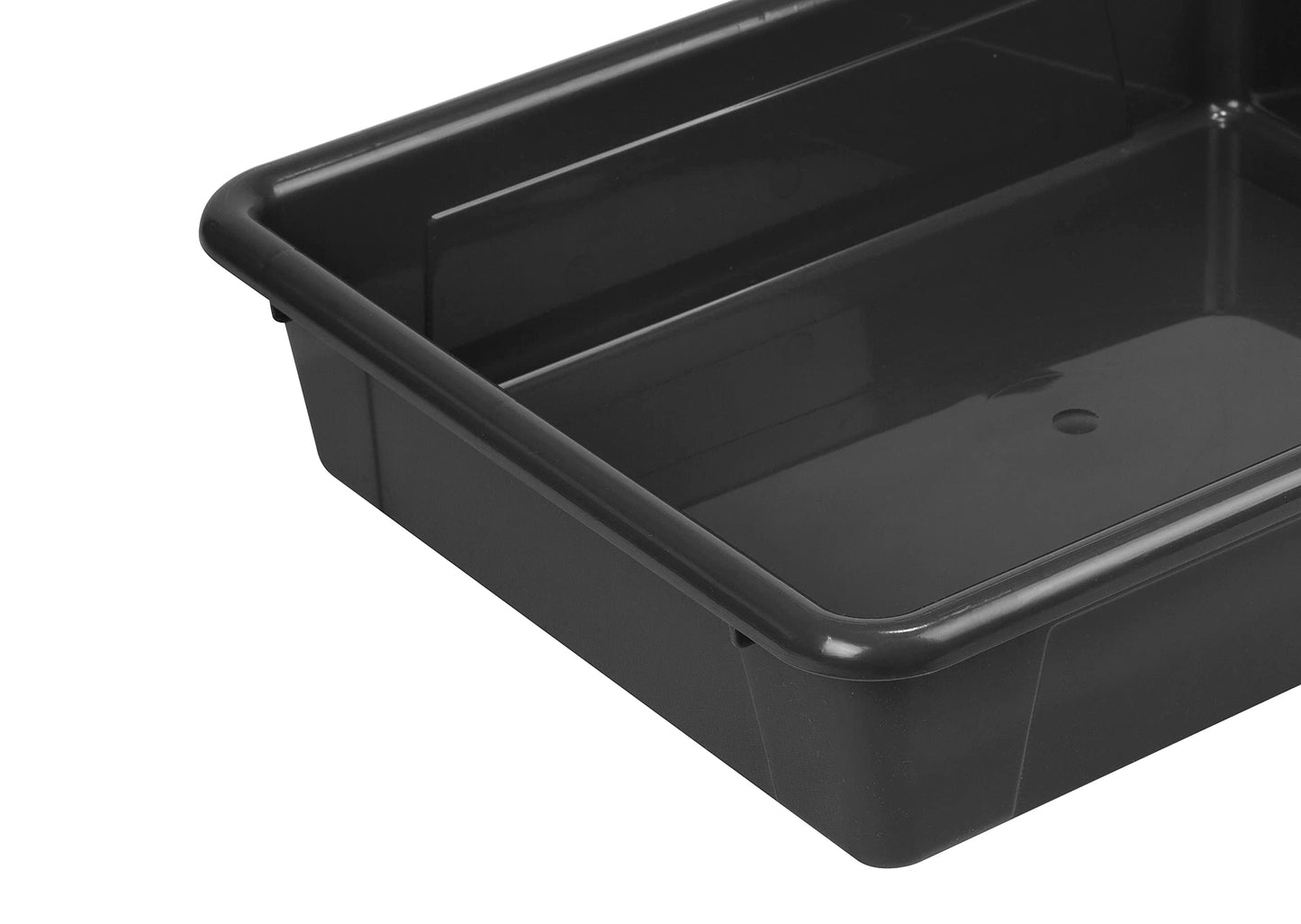Storex Flat Storage Tray with Lid, Letter Size, 10 X 13 X 3 Inches, Black, 5-Pack (62535U05C)