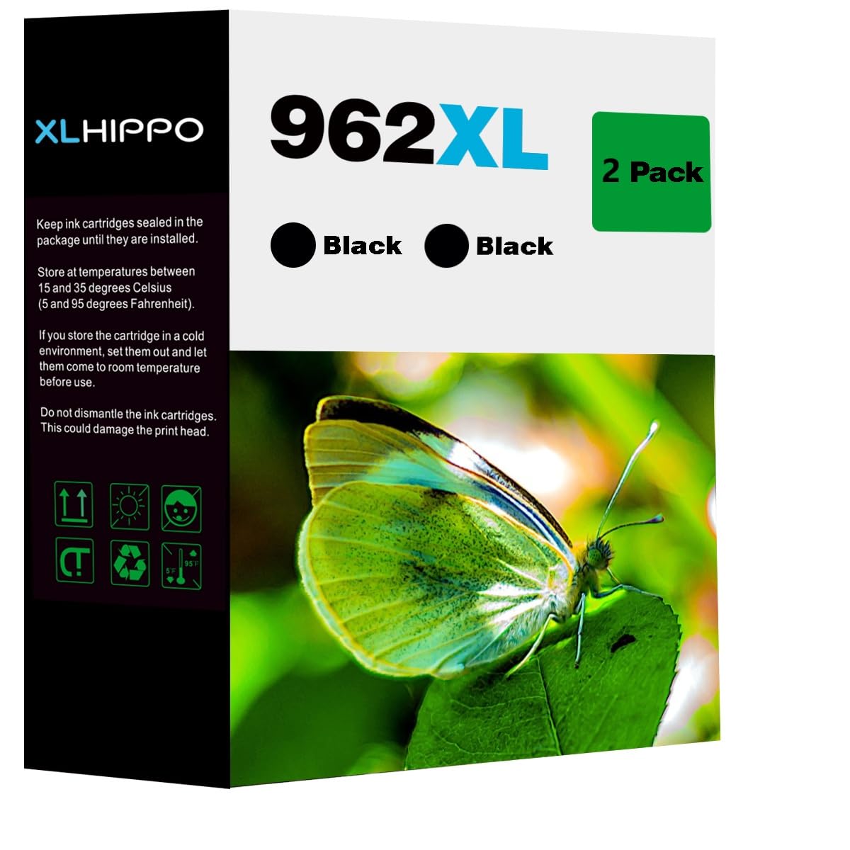 XLhippo 962XL Black Ink Cartridges for HP Printers OfficeJet Pro 9015e 9018e 9025e 9015 9018 9025 9010 9020 Series, Replacement HP962 HP 962 XL Black, Support e Series and HP+ | High Yield 2 Pack