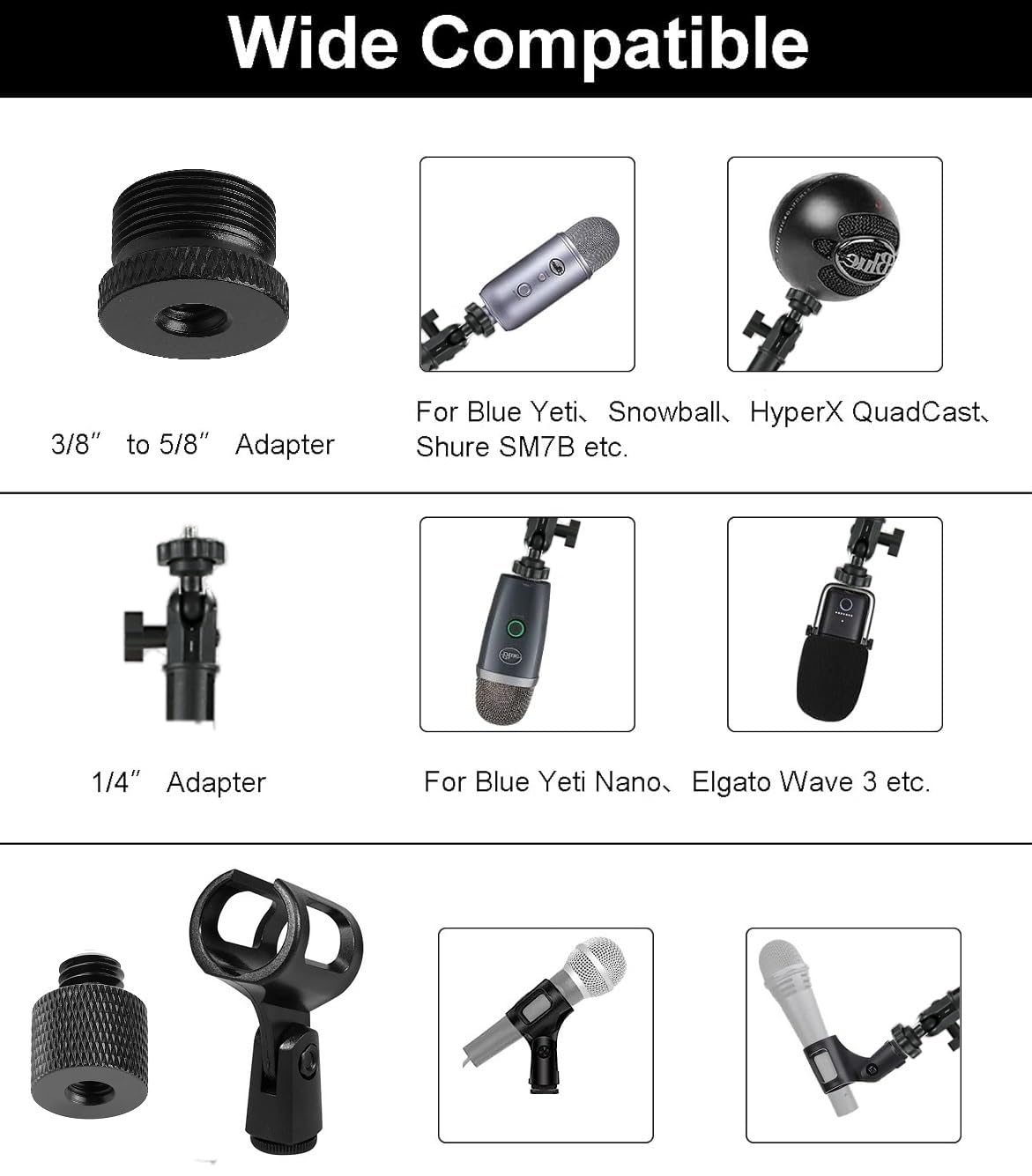 Ceiling Mic Mount Holder compatible with Shure MV7,Blue Yeti,Razer,HyperX,Rode,Razer Microphones for Gaming, Streaming, Podcasts, Twitch, YouTube, Discord