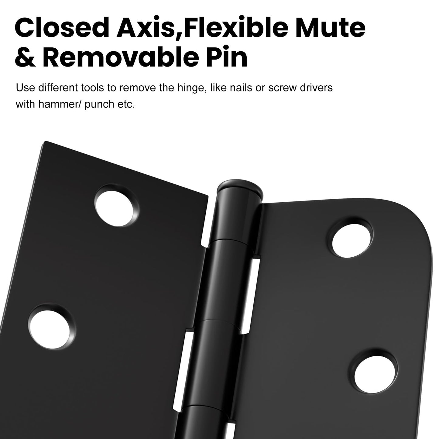 Haidms 18 Pack Black Door Hinges 3 Inch Interior Half Circle 5/8" and Half Square - Residential & Heavy-Duty Hardware, Adjustable Black Hinges