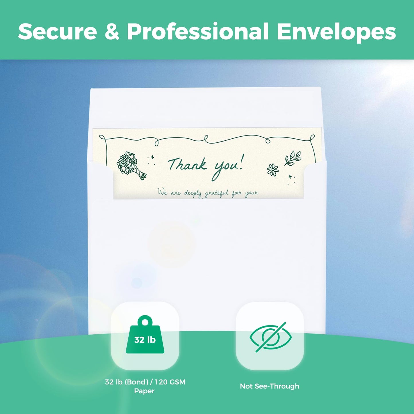 100 Pack Blank White Cards and Envelopes, Ohuhu 5 x 7 Heavyweight Folded Cardstock and A7 Envelopes for DIY Cards, Wedding, Birthday, Invitations, Thank You Cards & All Occasion