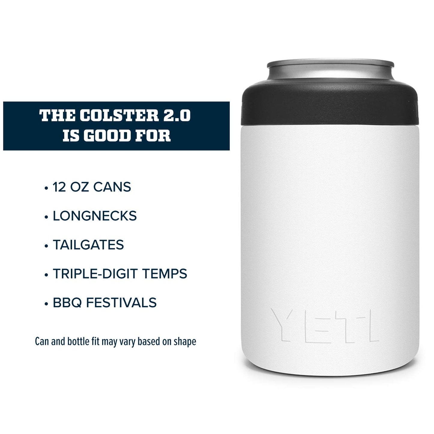 YETI Rambler 12 oz. Colster Can Insulator for Standard Size Cans, White (NO CAN Insert)