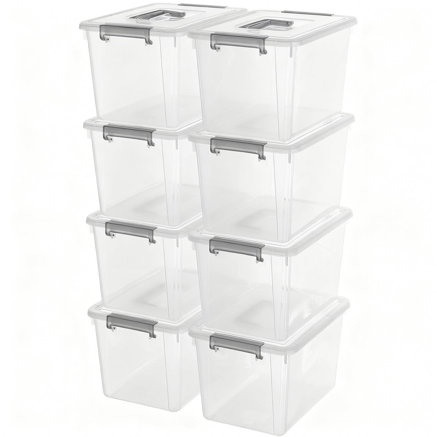 Citylife 8 Packs 5.3QT. Plastic Storage Bins with Latching Lids Clear Storage Box with handle Stackable Stoage Containers for Organizing Toys, Crafts, Tools