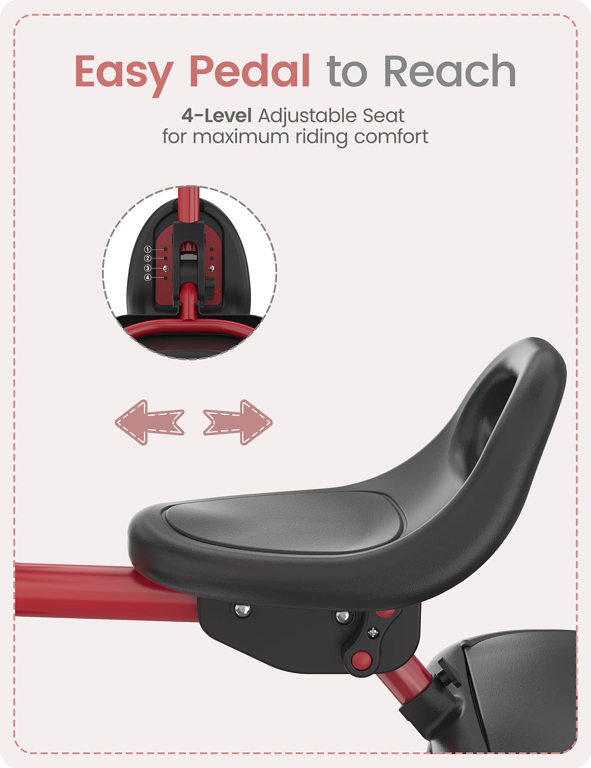 besrey Kids Tricycles Age 18 Month to 5 Years, Toddler Tricycle Kids Trikes Tricycle, Gift Toddler Tricycles for 2-5 Year Olds, Gift & Toys for Boy & Girl, Trikes for Toddlers, Red