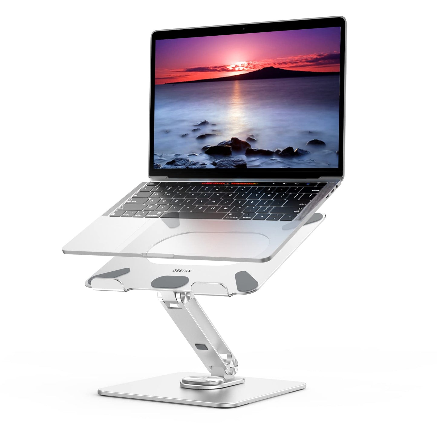 BESIGN LSX7 Laptop Stand with 360° Rotating Base, Ergonomic Adjustable Notebook Stand, Riser Holder Computer Stand Compatible with Air, Pro, Dell, HP, Lenovo More 10-15.6" Laptops, Lapdesk, Silver