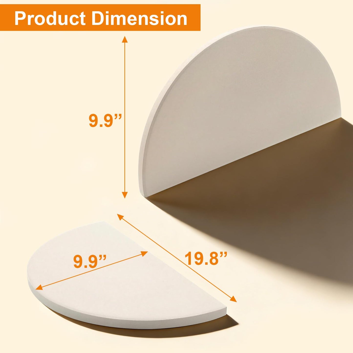 PLUSBROIL 19.8 Inch Half-Moon Ceramic Heat Deflector Plates for Kamado Joe Big Joe I, II & III, BBQ Smoking Stones for Divide and Conquer Flexible Cooking System, 2-Pack White