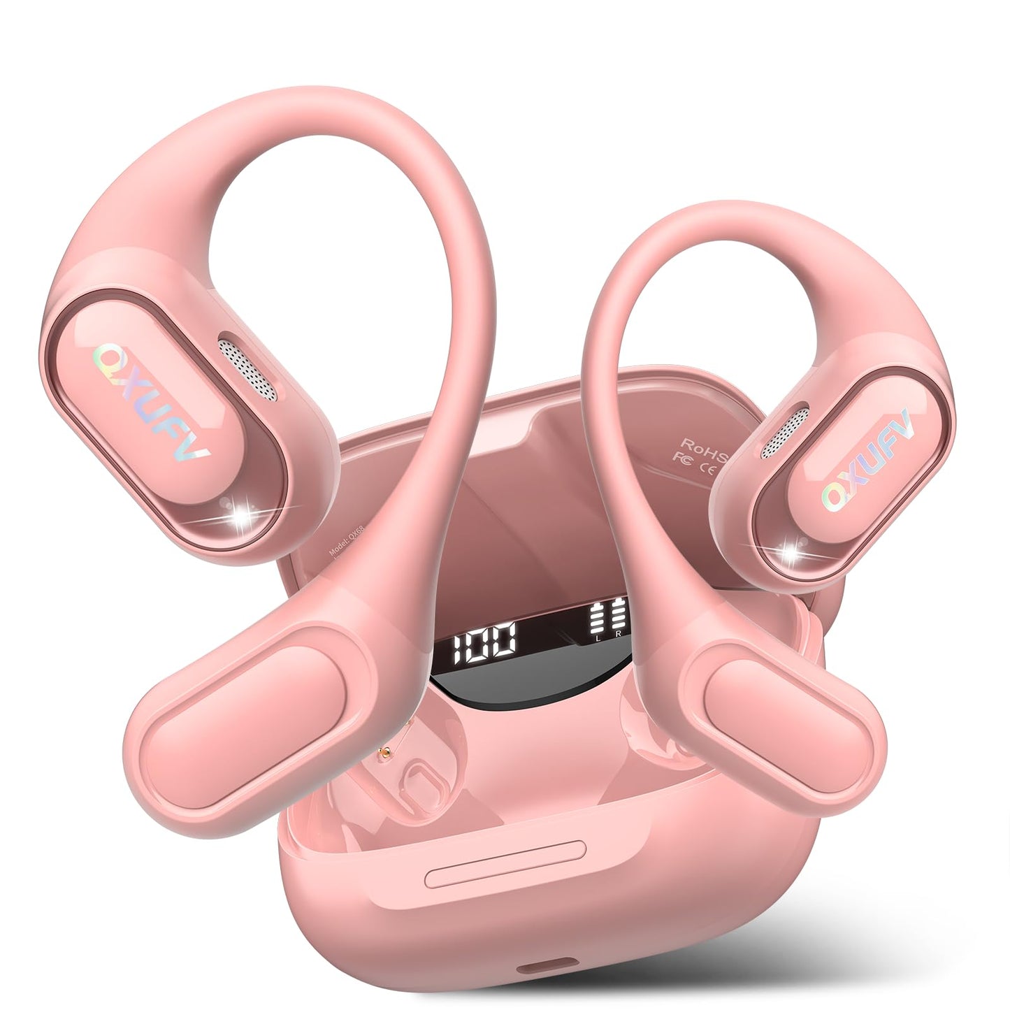 Ai Translation Earbuds Real Time with Audio and Video Calls, 3-in-1 Buletooth 5.4 Translator Earbuds with 6 Translation Modes/164 Languages/No Subscription Required, 50H Headphones (Pink)