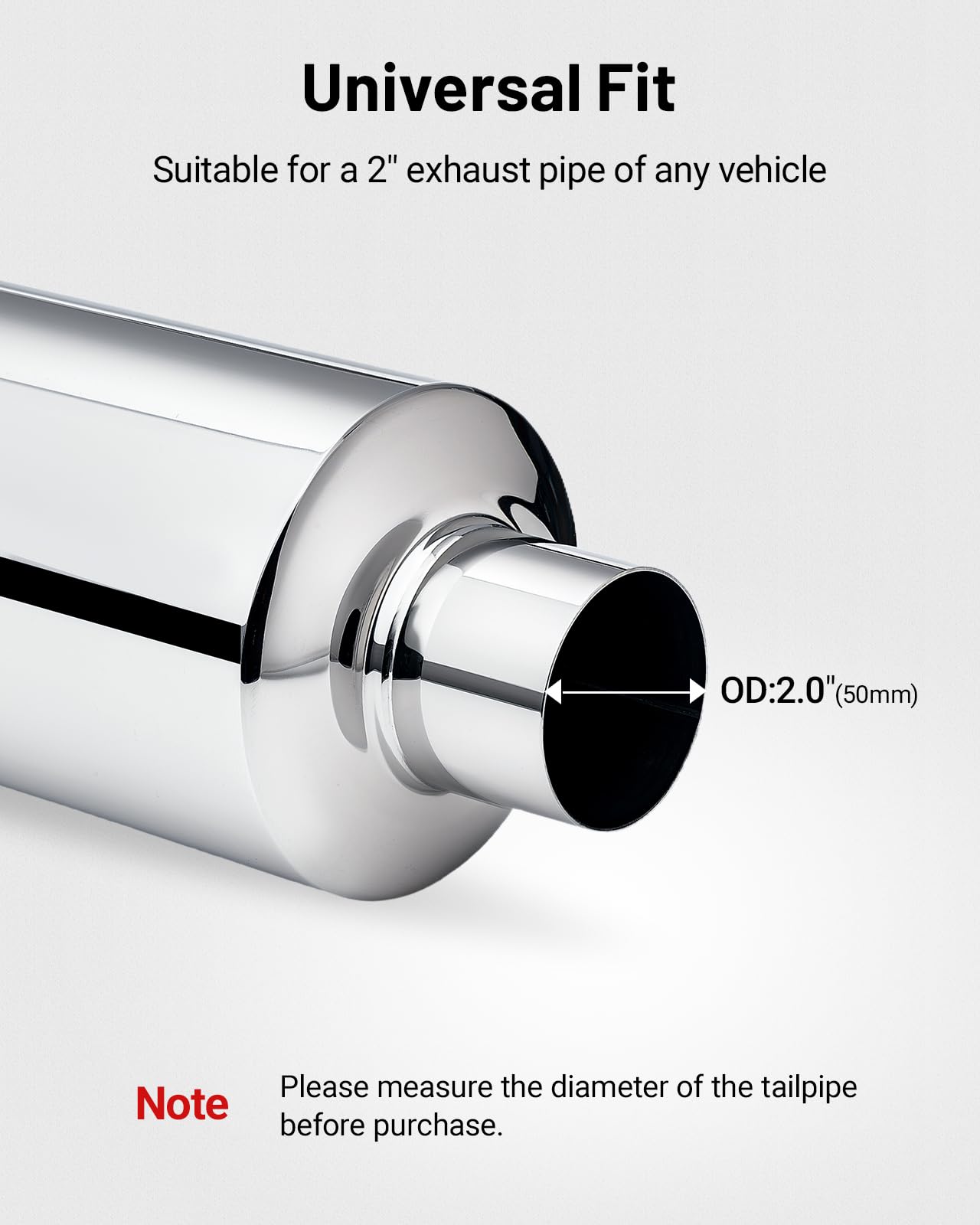 EVIL ENERGY 2'' Inlet 3'' Outlet Exhaust Muffler Tip Universal for Car Stainless Steel 14.6'' Length