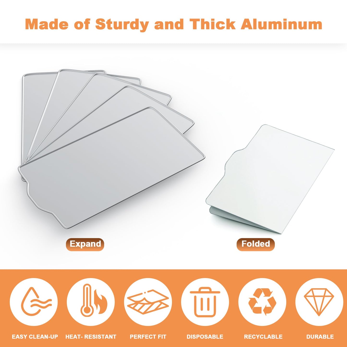 AJinTeby 5 Pack Drip Tray Liners for Traeger Pro 780 Pellet Grill, BAC520 Drip Tray Liners, Heat-Resistant Foil Liners, Aluminum Tray for Catching Grease, 27.5" x 15.4"