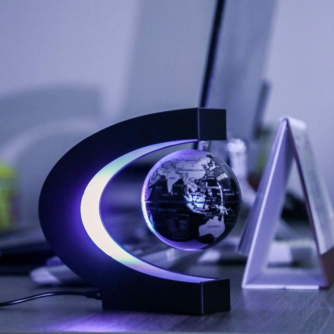 MOKOQI Magnetic Levitating Globe with LED Light, Cool Tech Gift for Men Father Boys&Girls, Birthday Gifts for Kids, Floating Globes World Desk Gadget Decor in Office Home /Display Frame Stand