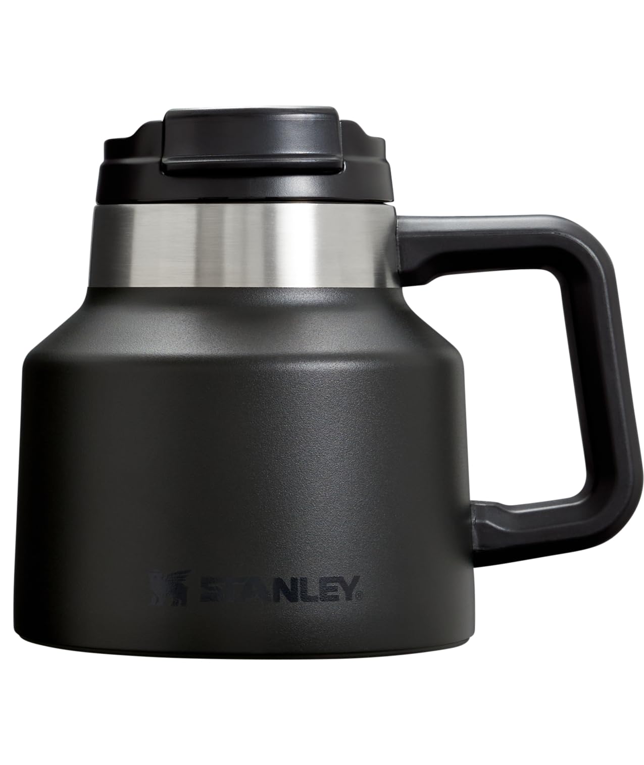 Stanley Tough-to-Tip Admiral's Mug 20 oz | Twist-on Flip Open Lid | Wide Body with Non-Skid Rubber Base | Insulated Stainless Steel Coffee Cup | BPA-Free | Black 2.0