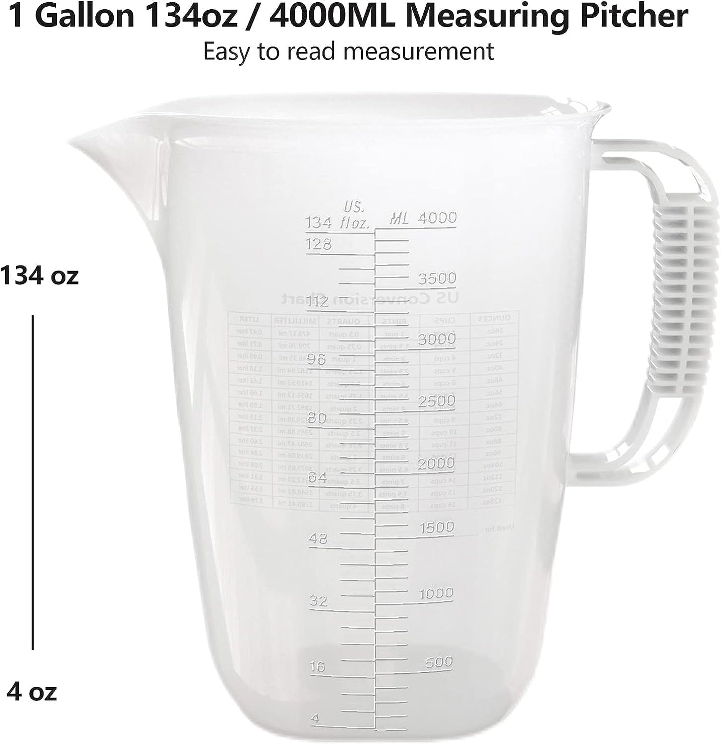 WhiteRhino 4L Measuring Jug, Extra Large Measuring Cup, Measuring Cup, Food Grade Material, Ideal for Painting, Chemicals, Motor-Glass Measuring Plastic