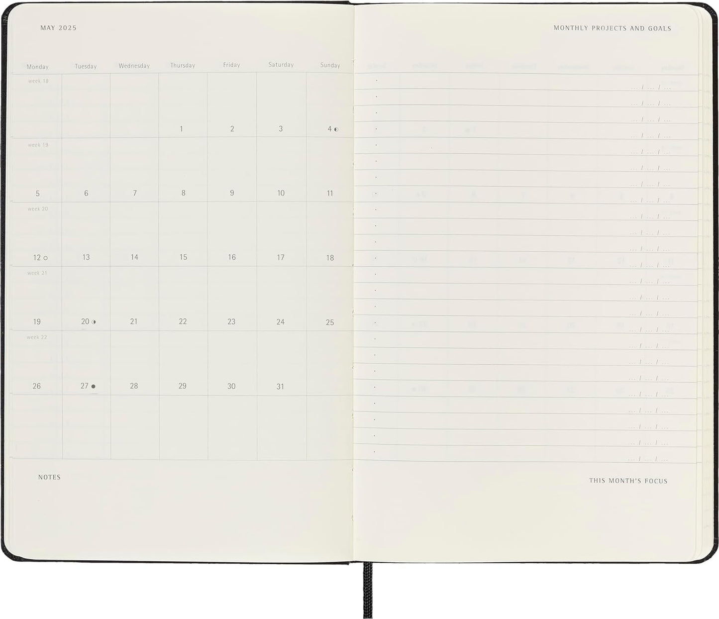 Moleskine PRO 12 Month 2025 Weekly Vertical Planner, Hard Cover, Large (5" x 8.25"), Black, 288 pages