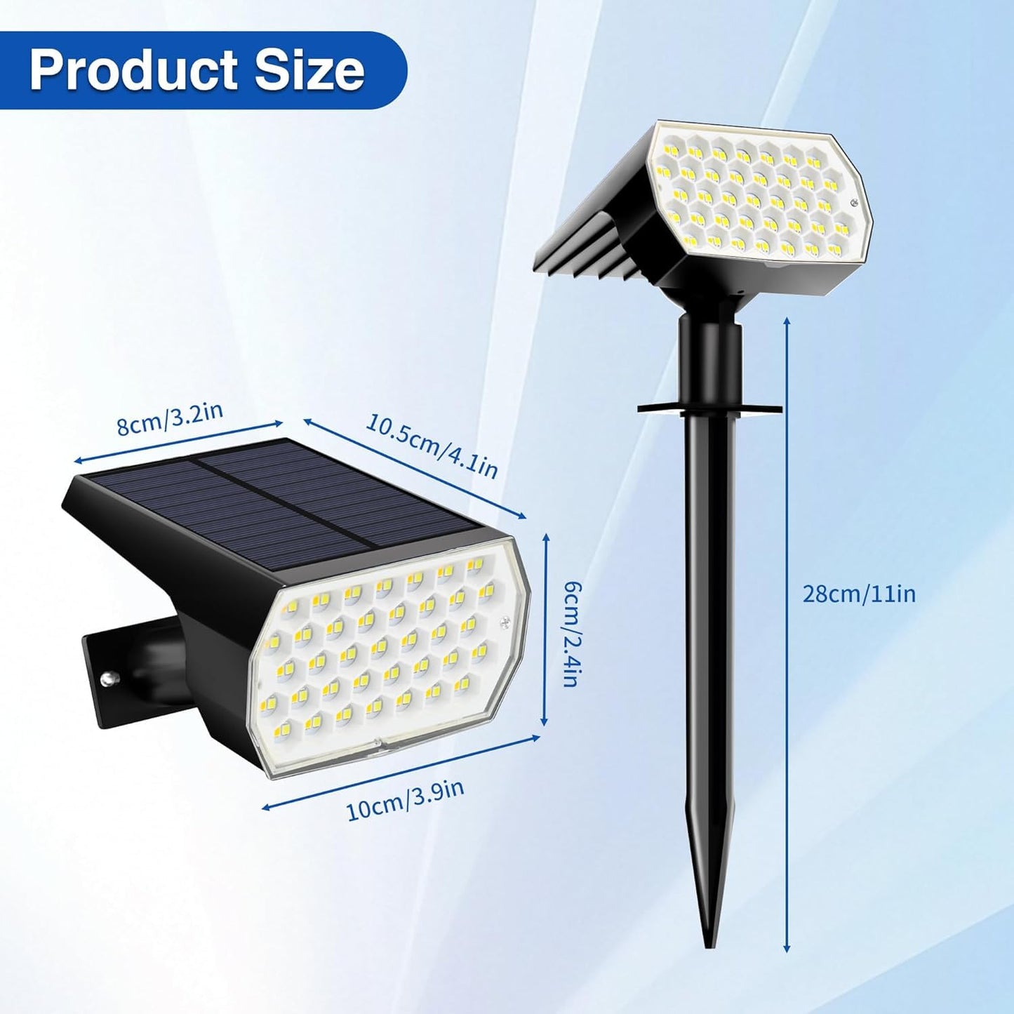 Solar Spot Lights Outdoor Waterproof, 3 Modes Landscape Spotlights, Dusk to Dawn Solar Powered Flood Wall Lights for Outside, Solar Garden Lights for Yard Porch (6PACK)