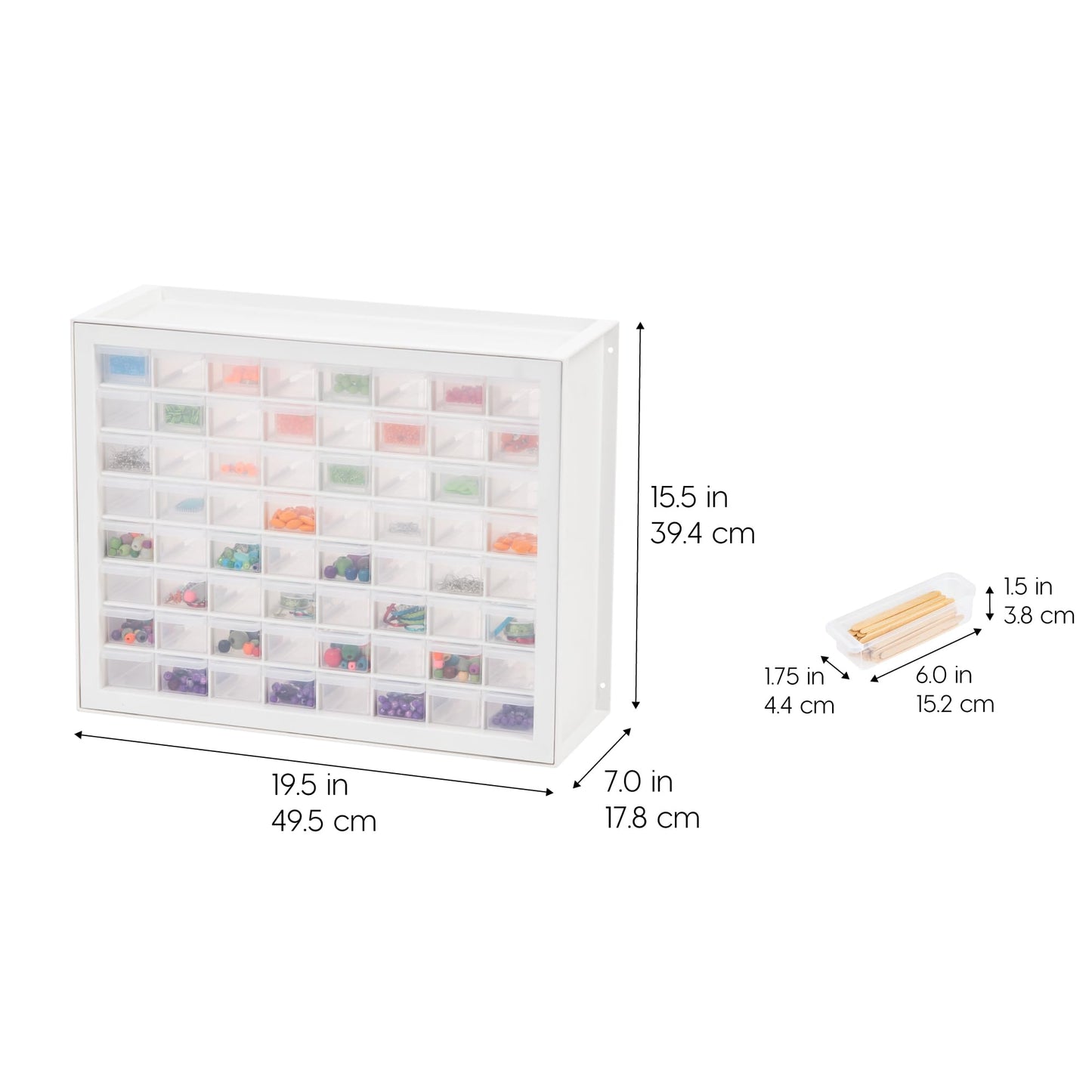 IRIS USA Screw Organizer, Hardware Storage Organizer, 64 Drawer Parts Cabinet, Plastic Drawer Storage for Hardware Crafts, Small Parts, Nuts and Bolts, Tool Storage, Scrapbook Art Hobby - White