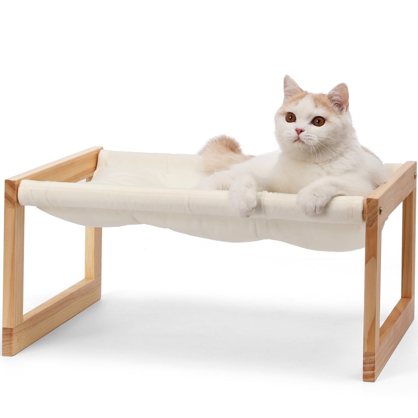 FUKUMARU Cat Bed, Plush Velvet Cat Beds for Indoor Cats, Wooden Cat Hammock, 20 x 16 Inch Cat Couch, Suitable for Cats, Dog, Bunny, Rabbit, Kitten and Small Animal