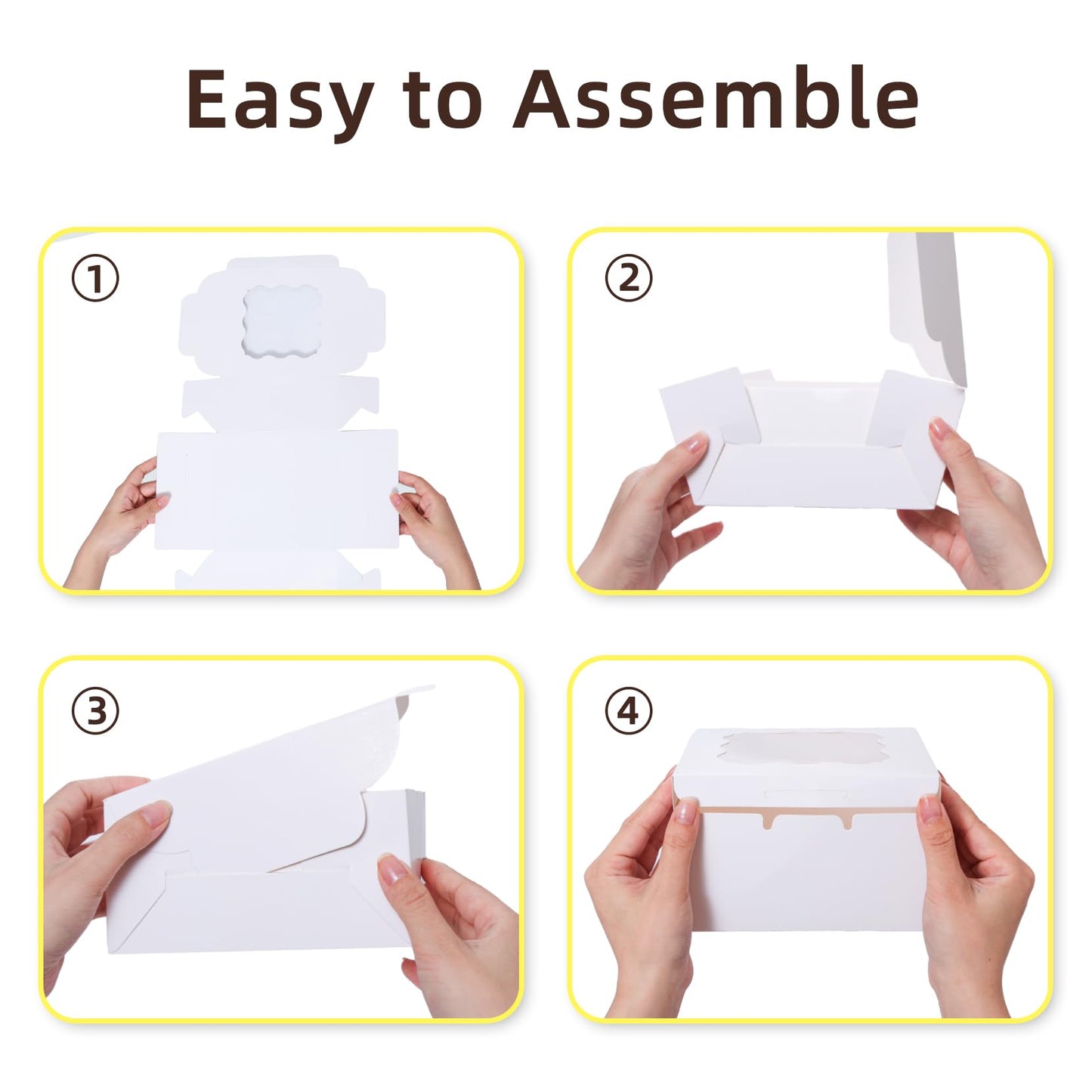 100 Pcs White Bakery Boxes with Window, 6x6x3 inches Cookie Boxes Macaroon Boxes Small Treat Boxes Mini Cake Boxes for Dessert, Pastry, Sturdy Take Out Container for Party Wedding Favor