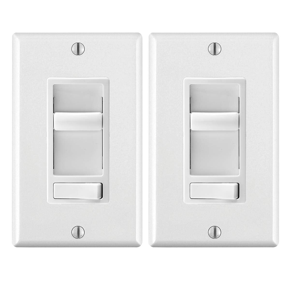 Leviton 2-Pack SureSlide Dimmer Switch for Dimmable LED, Halogen and Incandescent Bulbs, 6674-2PK, White