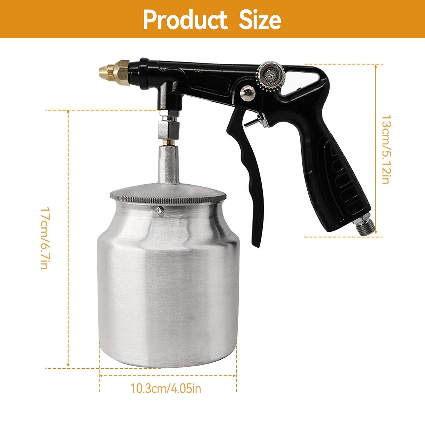JOJOCY Car Undercoating Spray Gun with Suction Feed Cup, 360° & Straight Spray Hoses Air Undercoating Spray Gun 2 Wands 12.2"/56cm for Undercoating Painting, Coating, Rust Prevention Treatment