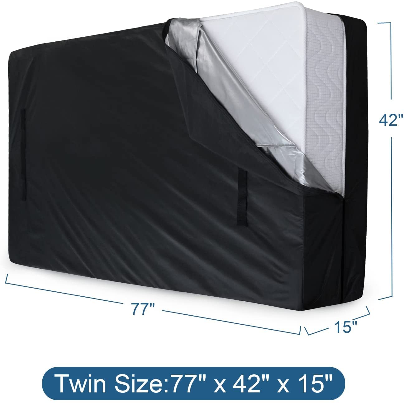 SPRINGSPIRIT Mattress Bag for Moving & Storage Twin, Waterproof Mattress Bag with Zipper Closure & Strong Handles, Reusable Heavy Duty Mattress Moving Bag, Black