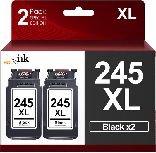 245XL Black Ink Cartridges Compatible for Canon 245XL PG-245 XL Compatible with Pixma MX490 MX492 TR4520 MG3022 MG2522 MG2920 MG2420 MG2520 TS3322 Printer (2 Black)