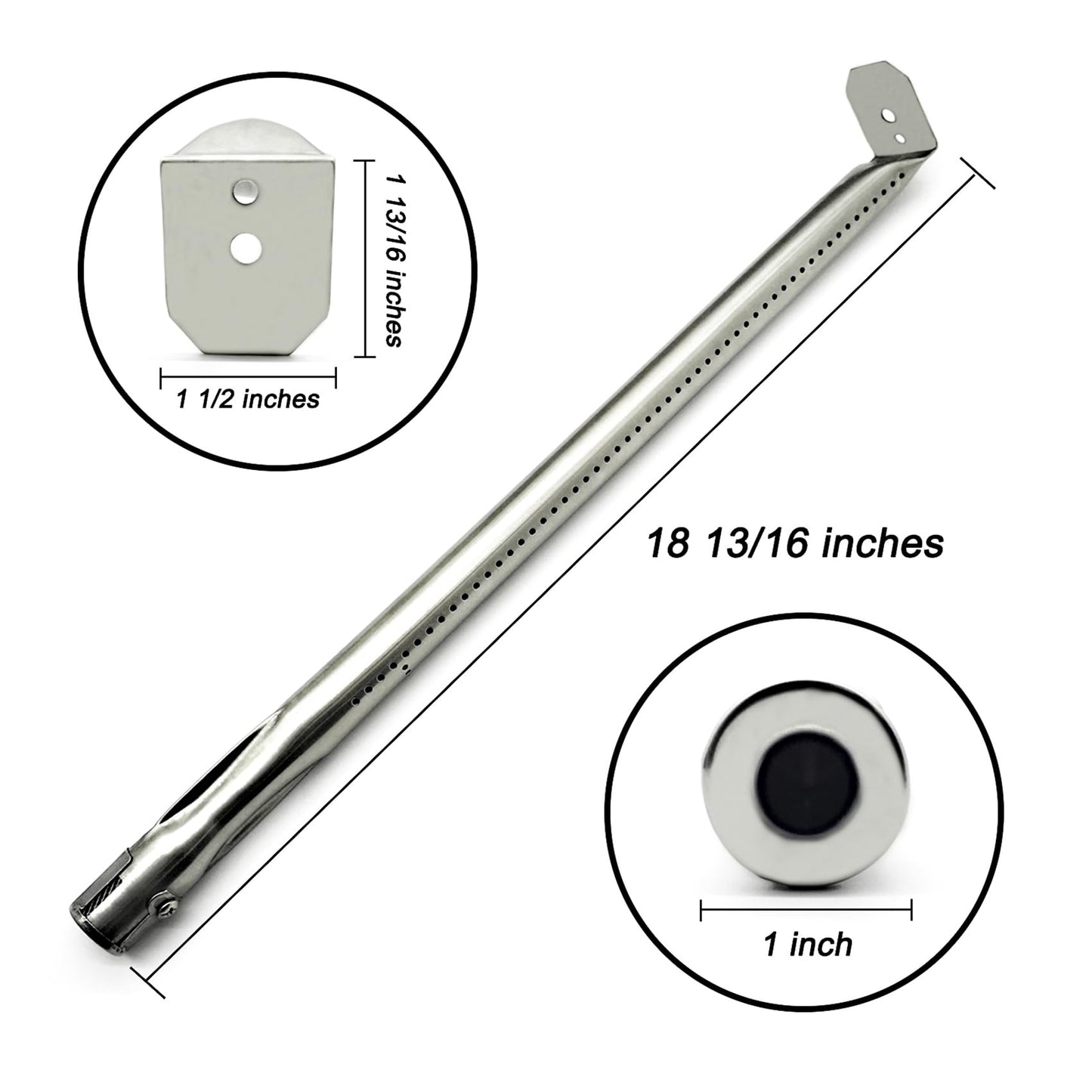 WEMEIKIT 3 Pcs BBQ Heat Sear Plate & Burner Tube Replacement for Napoleon Grills as LEX, Legend, Mirage, Lifestyle Series of 485, 605, 730, Stainless Steel 16-1/2” Heat Shield & 18-13/16“ Tube Burner