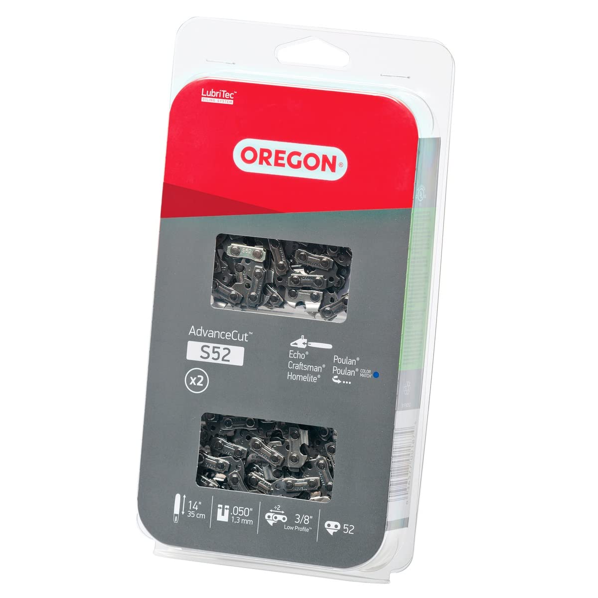Oregon S52T 2-Pack AdvanceCut 14-Inch Chainsaw Chain Fits Craftsman, Echo, Homelite, Poulan
