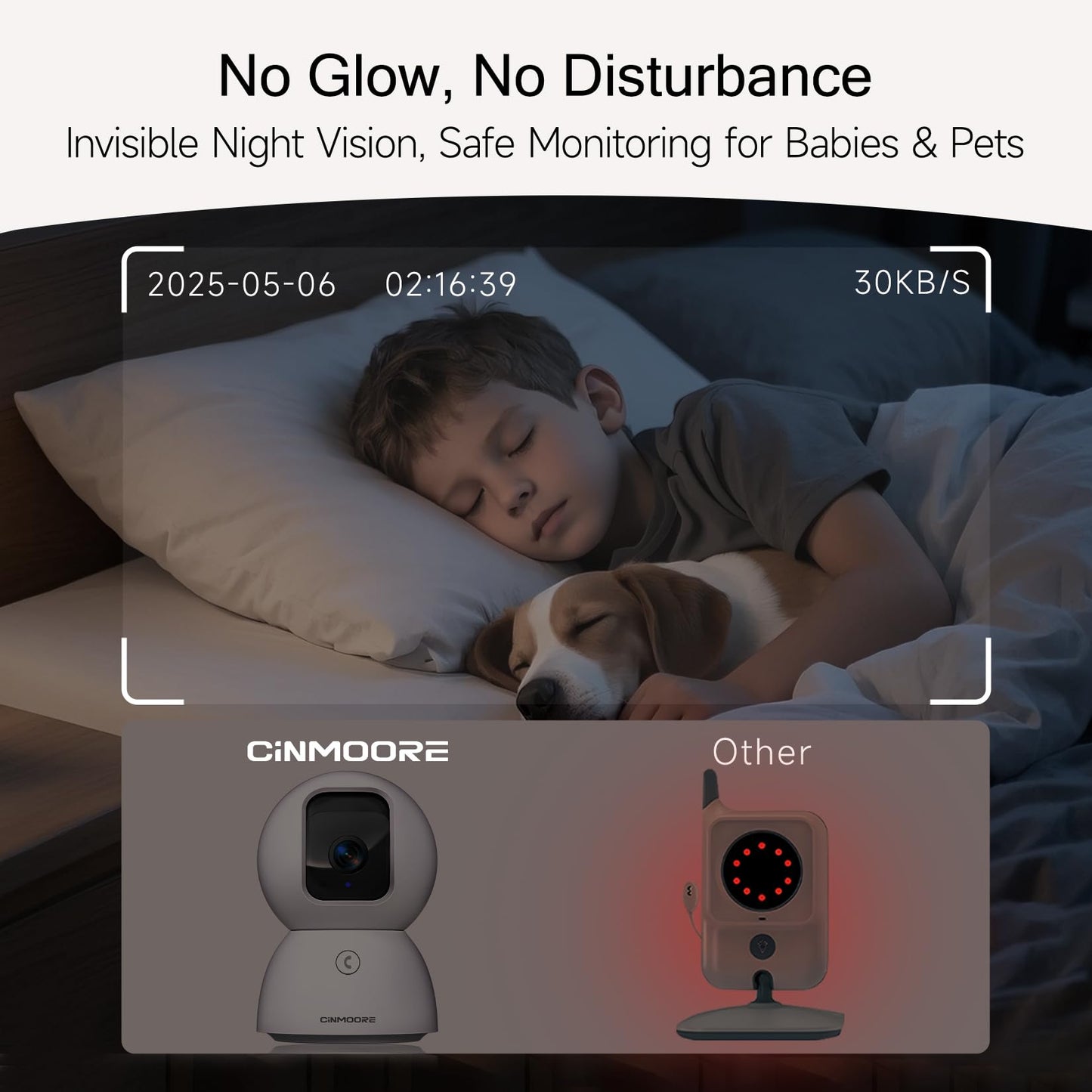 CINMOORE 5G Security Camera Indoor 2-Pack, No-Monthly-Fee AI Tracking Facial Recognition, 3K Pet/Dog Camera with Speaker/Phone App, PTZ WiFi Baby Monitor Cameras for Home Security, 0-Glow Night Vision