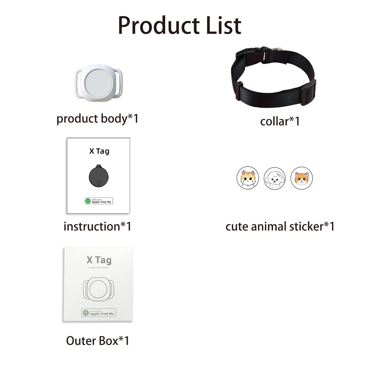 Smart Pet Tracker with Collar Holder – Lightweight 10g Pet Location Tracker for Dogs and Cats, Long Battery Life, No Monthly Fee, Bluetooth & Find My Compatibility, Waterproof, Safe & Durable (Black)