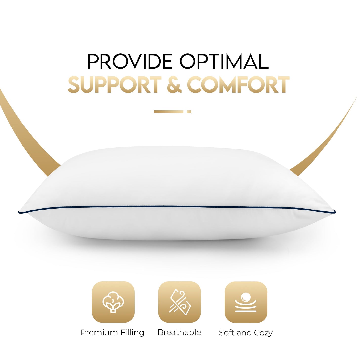 Utopia Bedding Bed Pillows for Sleeping (Navy), King Size, Set of 2, Hotel Pillow, Cooling Pillows for Side, Back or Stomach Sleepers