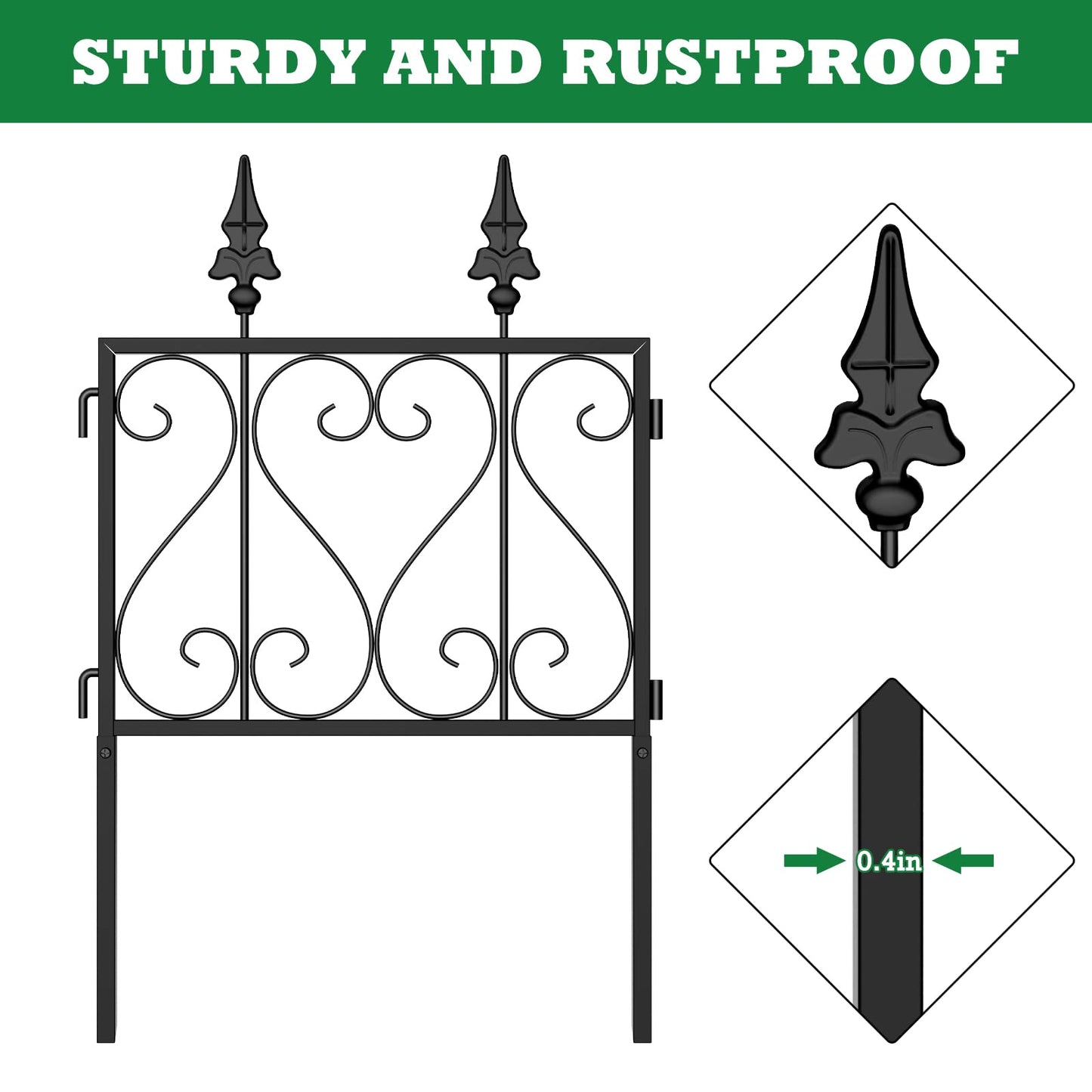 SHINOSKE Decorative Garden Fence 7 Pack 10 Ft (L) x 25 in (H) Metal Garden Fence Border No Dig Animal Dog Rabbit Fence Barrier Rustproof Flower Edging for Garden Patio Yard