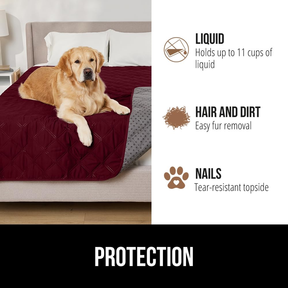 GORILLA GRIP Waterproof Dog Bed Cover, Pet Blanket for Furniture, Sofa, Couch, Crate, Car, Sofa Throw Essential for Cats and Dogs, Tear and Slip Resistant Leakproof Cushion Cover, 30x70 Burgundy