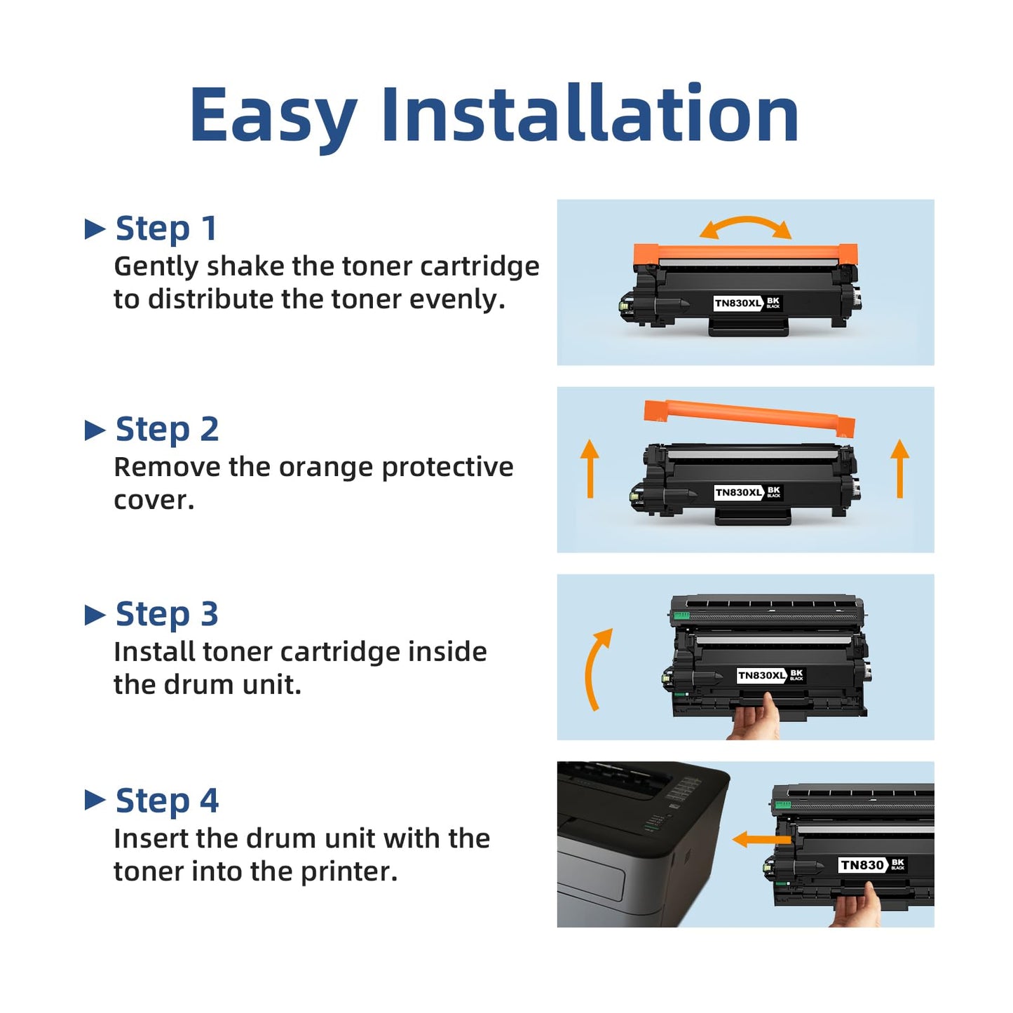 [with CHIP] TN830XL Toner Cartridge Compatible Replacement for TN830XL TN830BK TN830 XL Use with DCP-L2640DW HL-L2460DW MFC-L2820DW HL-L2400D HL-L2405W HL-L2865DW Printer Toner [2 Black]