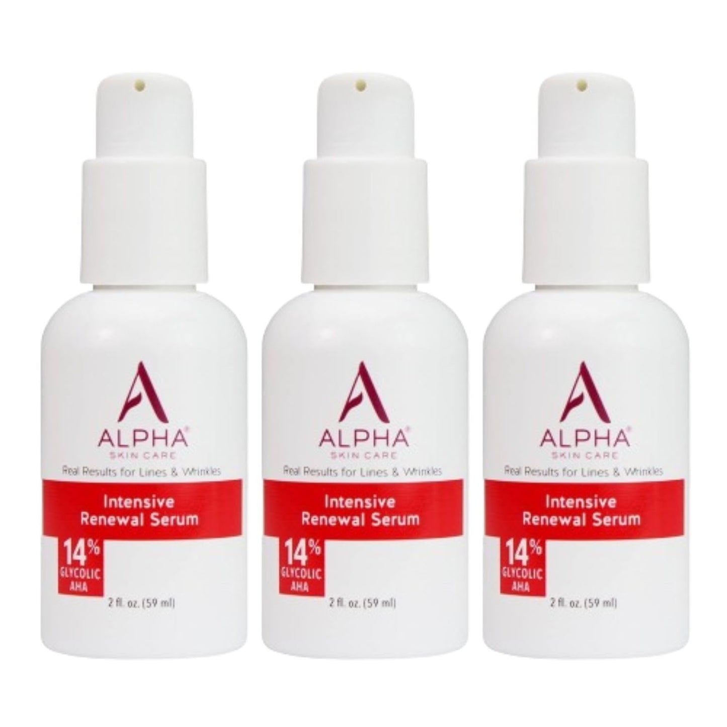 Alpha Skin Care Renewal Serum, 14% Glycolic AHA, Rejuvenating & Smoothing, Exfoliates, Hydrates, Evens Skin Tone, 3 Pack