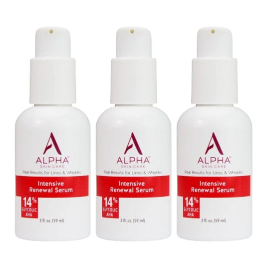 Alpha Skin Care Renewal Serum, 14% Glycolic AHA, Rejuvenating & Smoothing, Exfoliates, Hydrates, Evens Skin Tone, 3 Pack