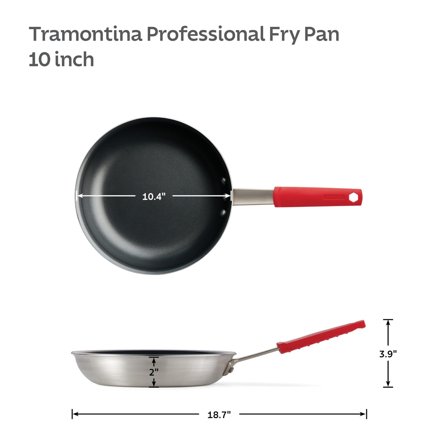 Tramontina Professional Aluminum Nonstick Restaurant Fry Pan, 10", NSF-Certified, Made in Brazil
