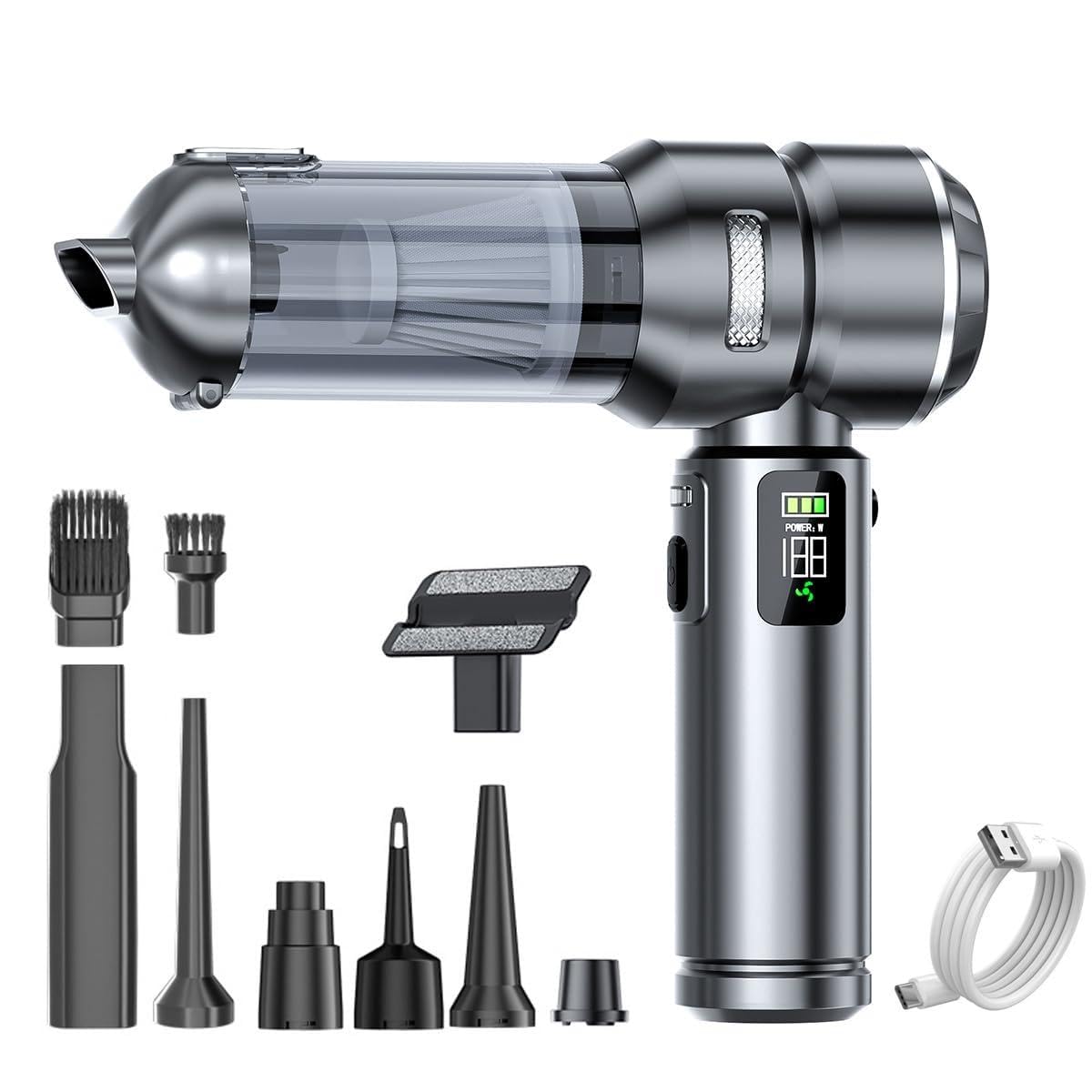Handheld Vacuum Cordless, 25KPA Powerful Rechargeable Portable Car Vacuum Cleaner Mini Car Cleaner for Pet Hair, Car, Home, Office, Kitchen