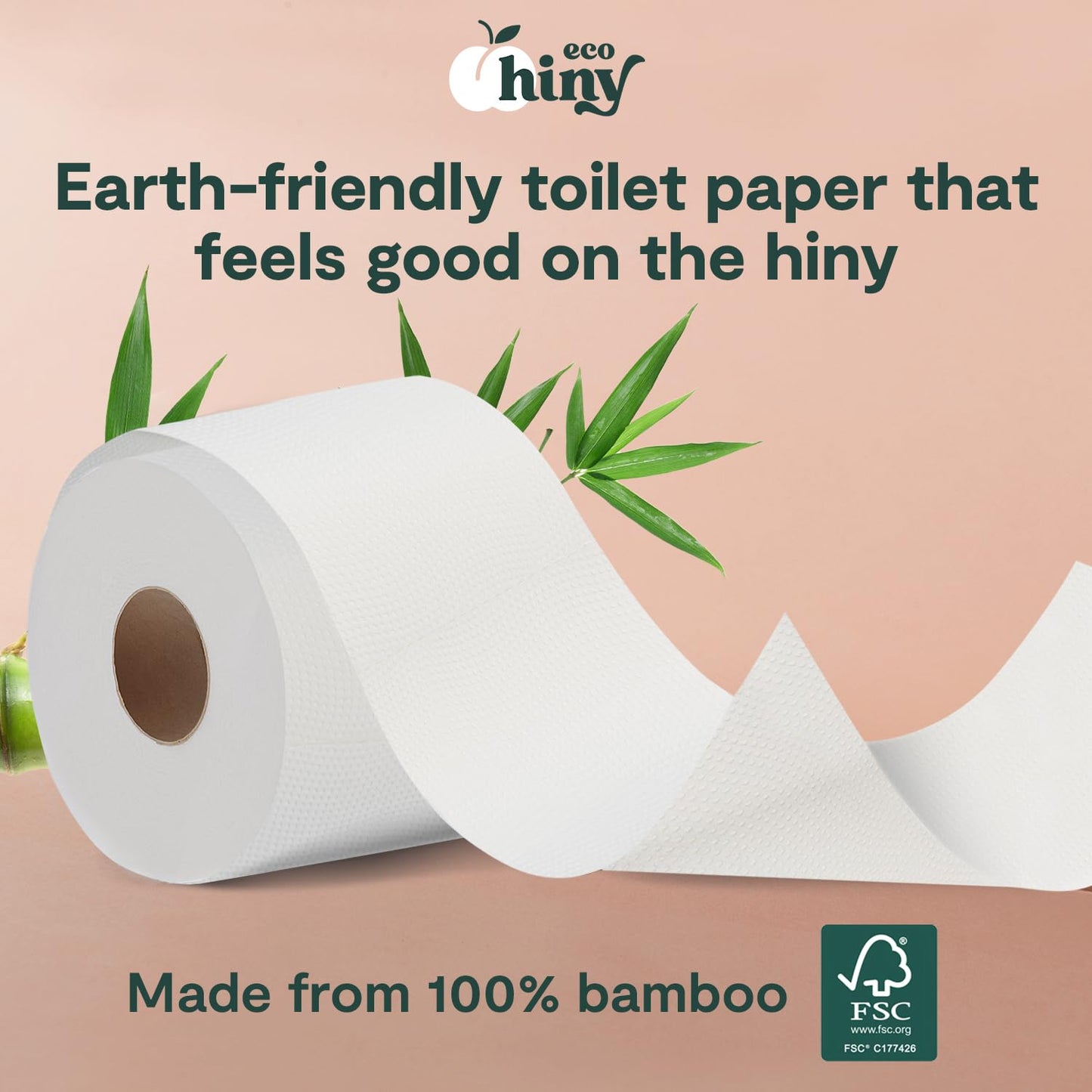 ECOHINY Premium & Soft Bamboo Toilet Paper | 12 Mega Rolls, 350 Sheets Each, 3-Ply | FSC Certified, PFAS & BPA Free, Septic Safe | Tree & Plastic Free Packaging